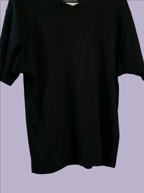 4/$67 Deal! Bruno Men's Black Ribbed V-Neck Shirt